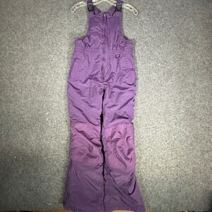 Lands End Squall Purple Snow Bib Overalls Kids Size 12 Grow-A-Longs Insulated